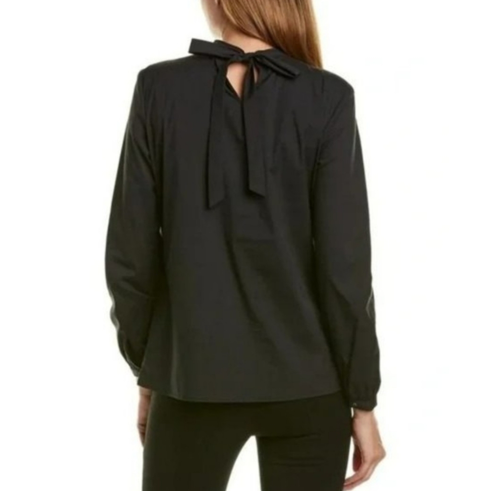 J. McLaughlin Elodie Blouse Black Size M NWT $158 Mock Neck Top Quiet Luxury